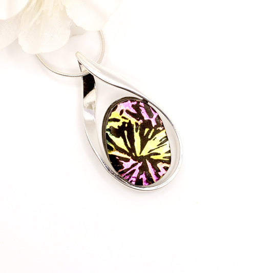 Exploding Dichroic Fused Glass Necklace - 3970