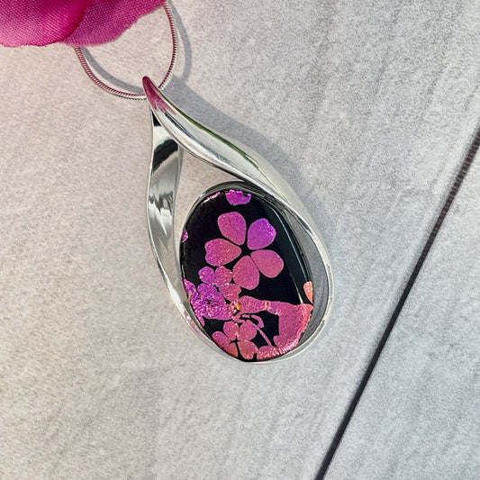 Cherry Tree Dichroic Fused Glass Necklace - 3972