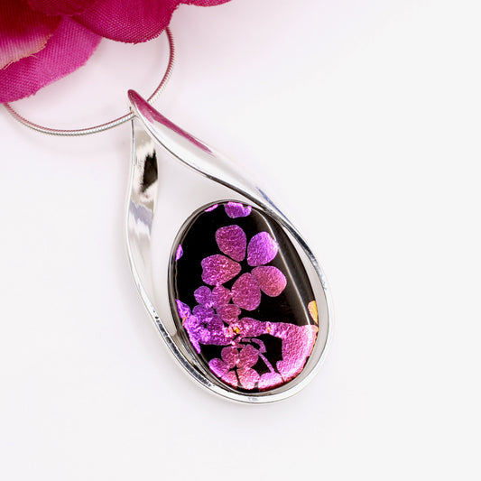 Cherry Tree Dichroic Fused Glass Necklace - 3972