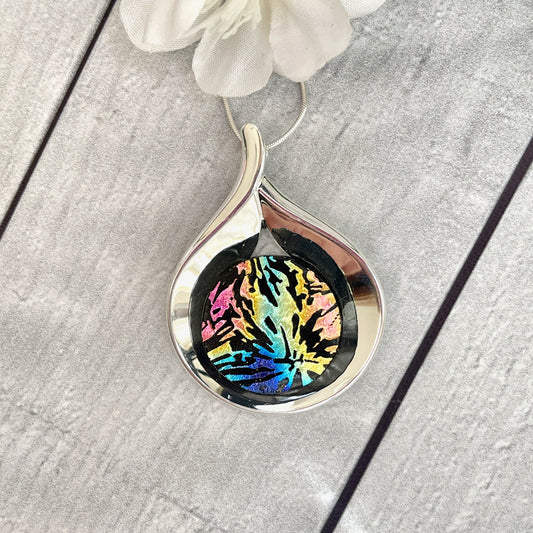Exploding Dichroic Fused Glass Necklace - 3975