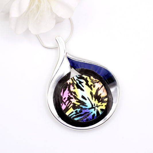 Exploding Dichroic Fused Glass Necklace - 3975