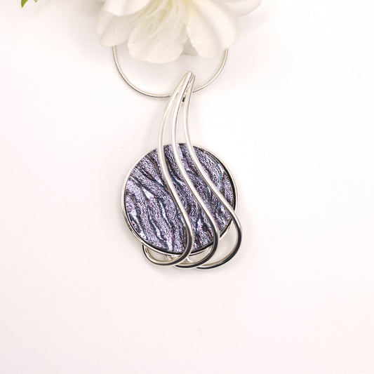 Tranquil Waves Dichroic Fused Glass Necklace - 3977