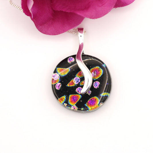 3D Dichroic Fused Glass Necklace - 3983