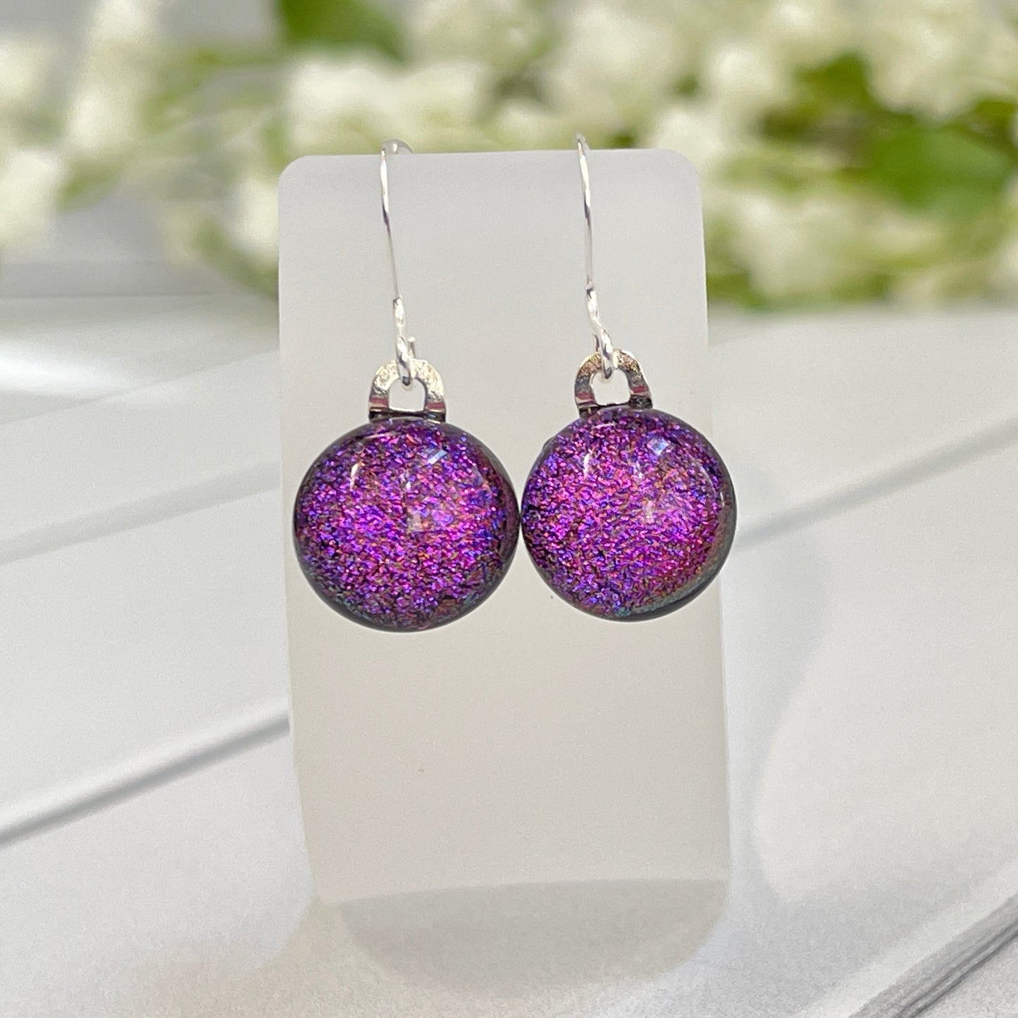 Dichroic Fused Glass Earring Dots - 3988