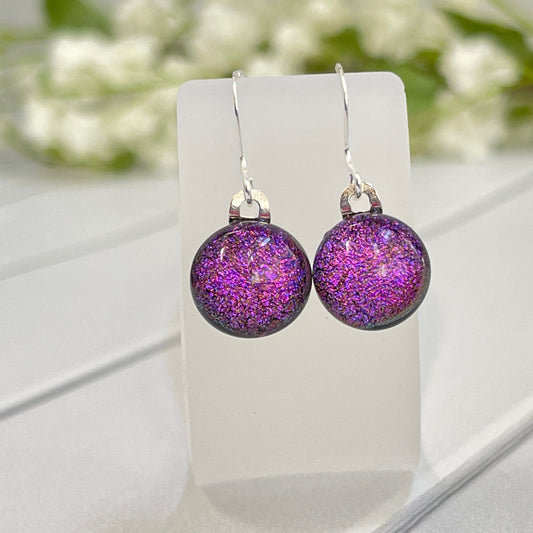 Dichroic Fused Glass Earring Dots - 3988