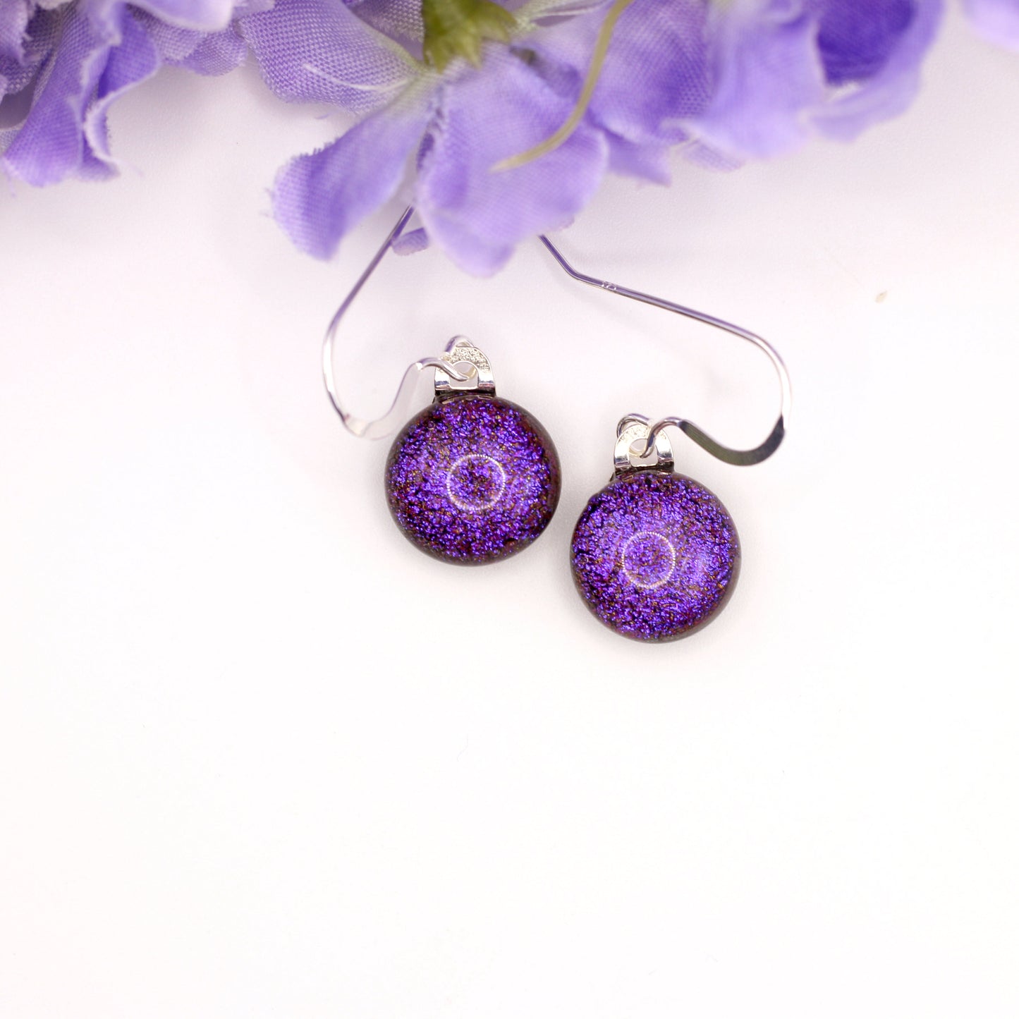 Dichroic Fused Glass Earring Dots - 3988