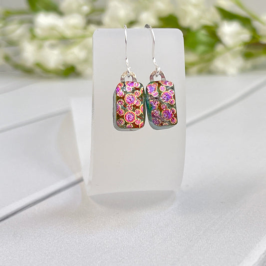 Bubbles Dichroic Fused Glass Earrings - 3990