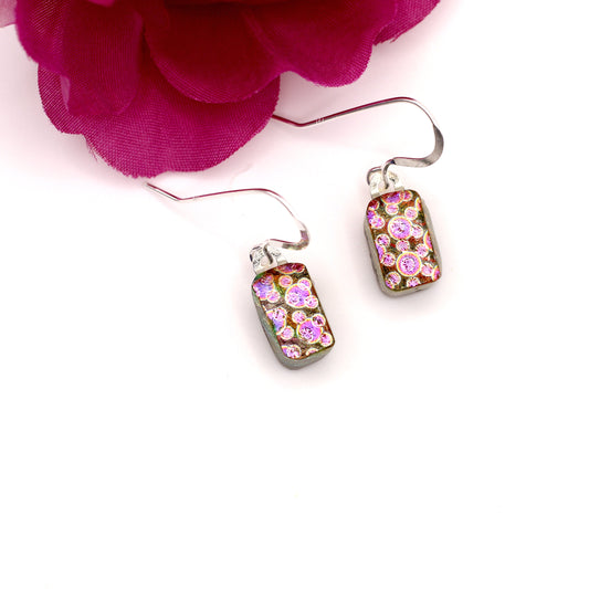 Bubbles Dichroic Fused Glass Earrings - 3990