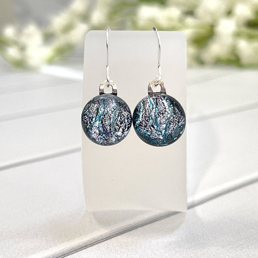 Tranquil Waves Dichroic Fused Glass Earrings - 3991