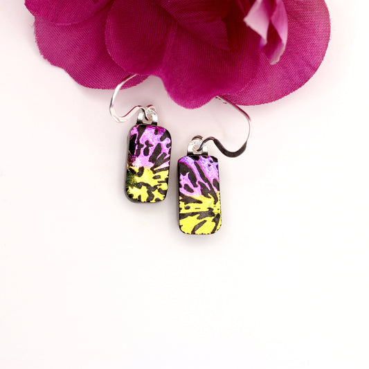 Exploding Dichroic Fused Glass Earrings - 3997