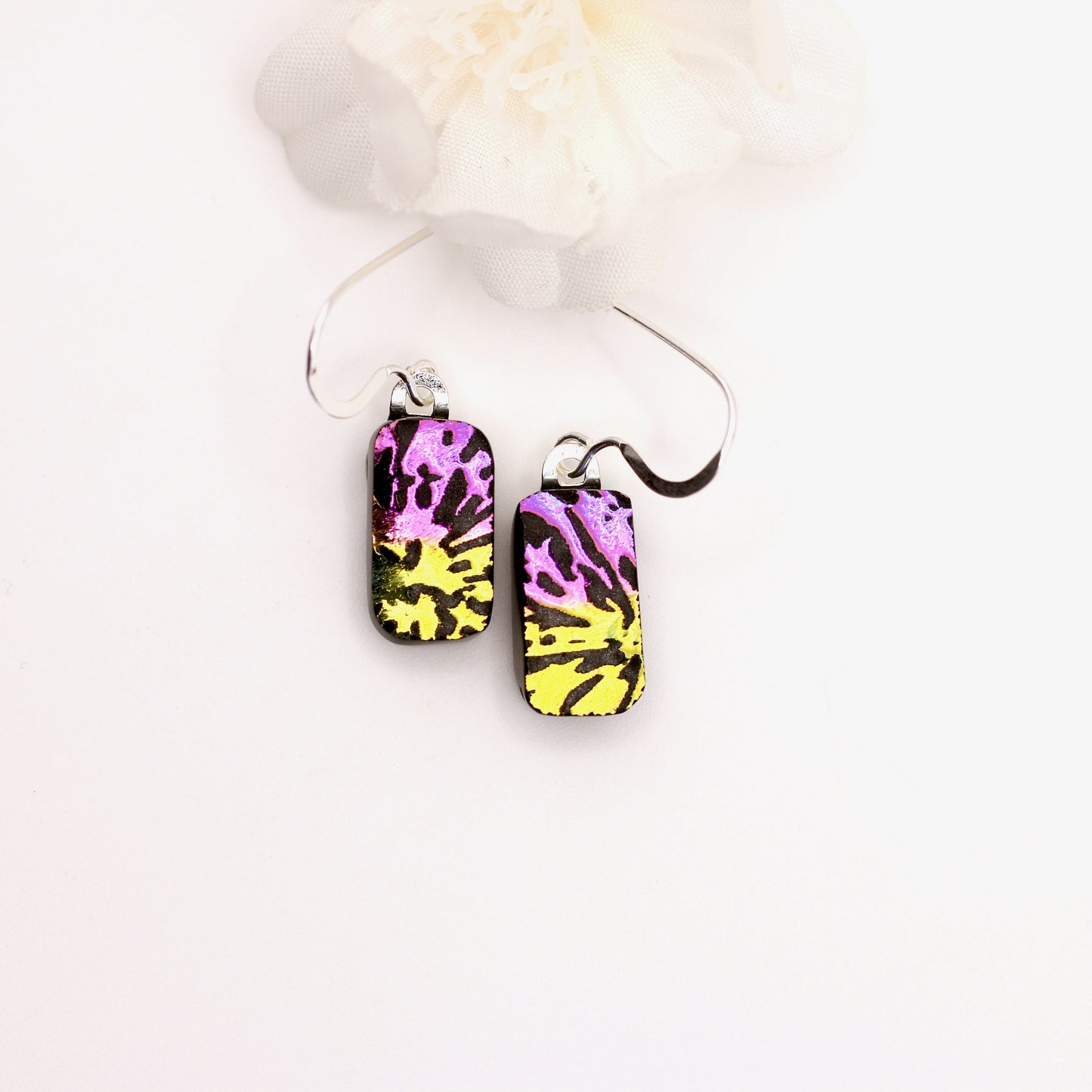 Exploding Dichroic Fused Glass Earrings - 3997