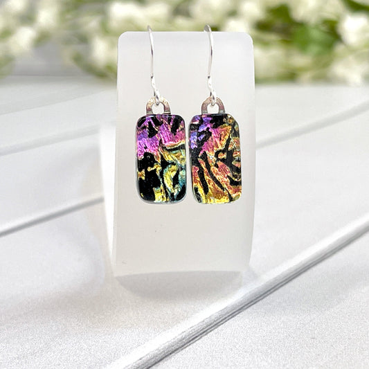 Exploding Dichroic Fused Glass Earrings - 3998