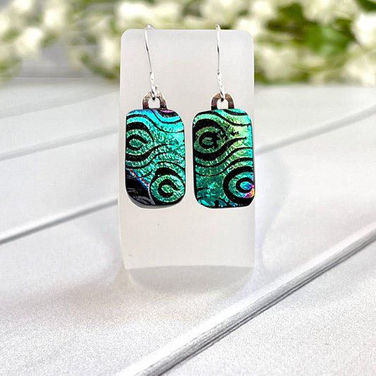 Currents Dichroic Fused Glass Earrings - 4000