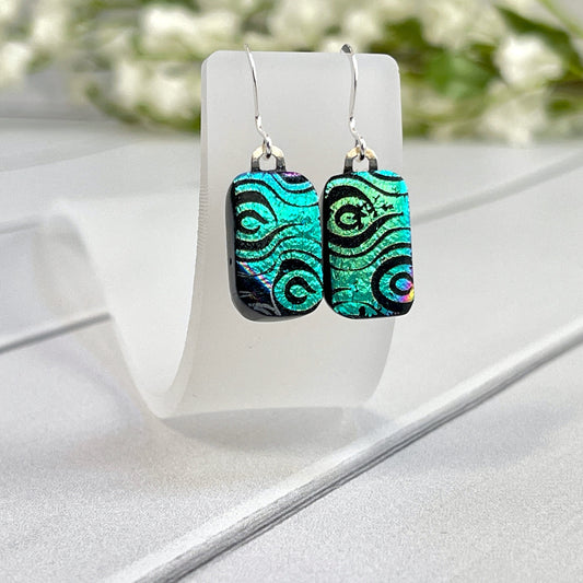 Currents Dichroic Fused Glass Earrings - 4000