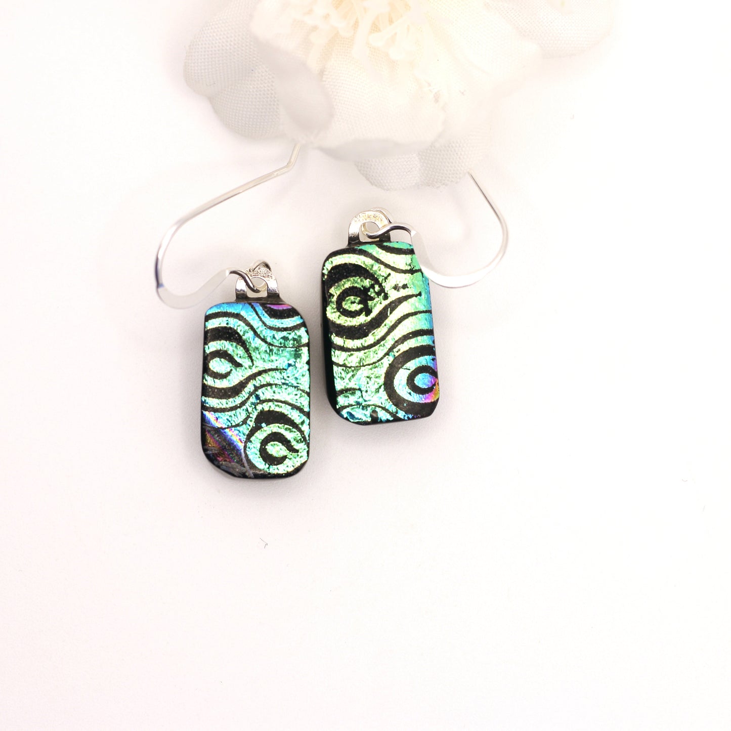 Currents Dichroic Fused Glass Earrings - 4000