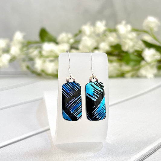 Brush Strokes Dichroic Fused Glass Earrings - 4002