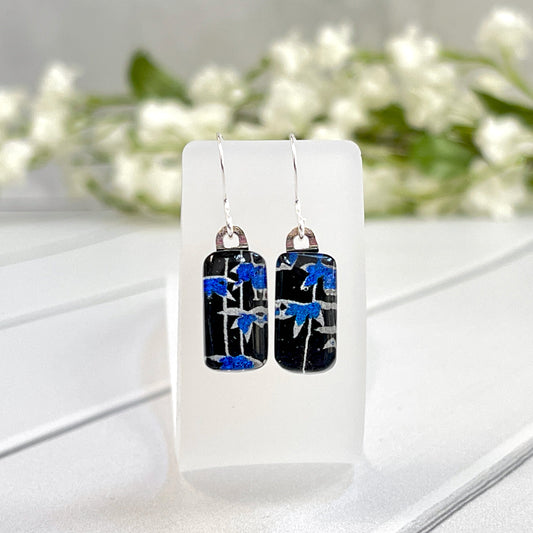 Bamboo Dichroic Fused Glass Earrings - 4008