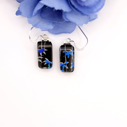 Bamboo Dichroic Fused Glass Earrings - 4009