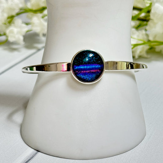 Balled Dichroic Fused Glass Cuff Bracelet - 4025