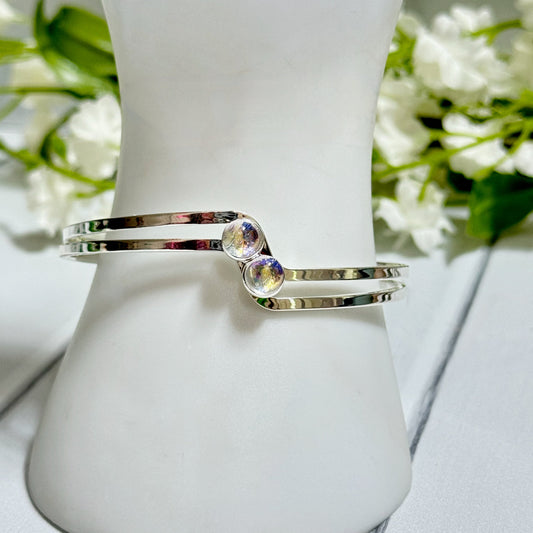 Double Curve Fused Glass Cuff Bracelet - 4033