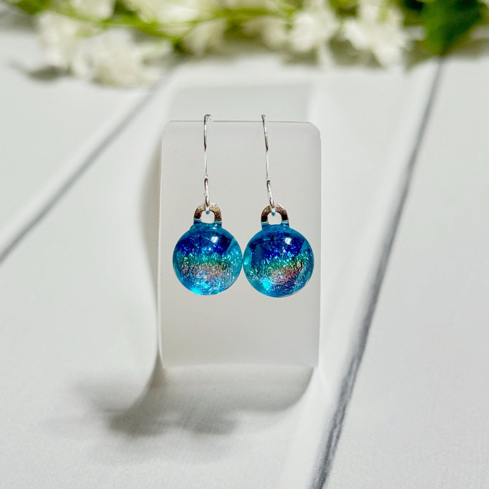 Rainbow Dichroic Fused Glass Earring Dots - 4045