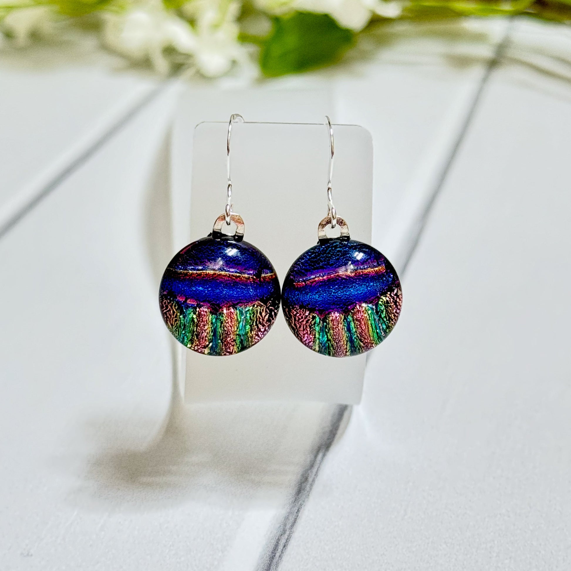 Halfsies Dichroic Fused Glass Earrings - 4068