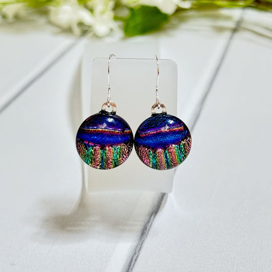 Halfsies Dichroic Fused Glass Earrings - 4068