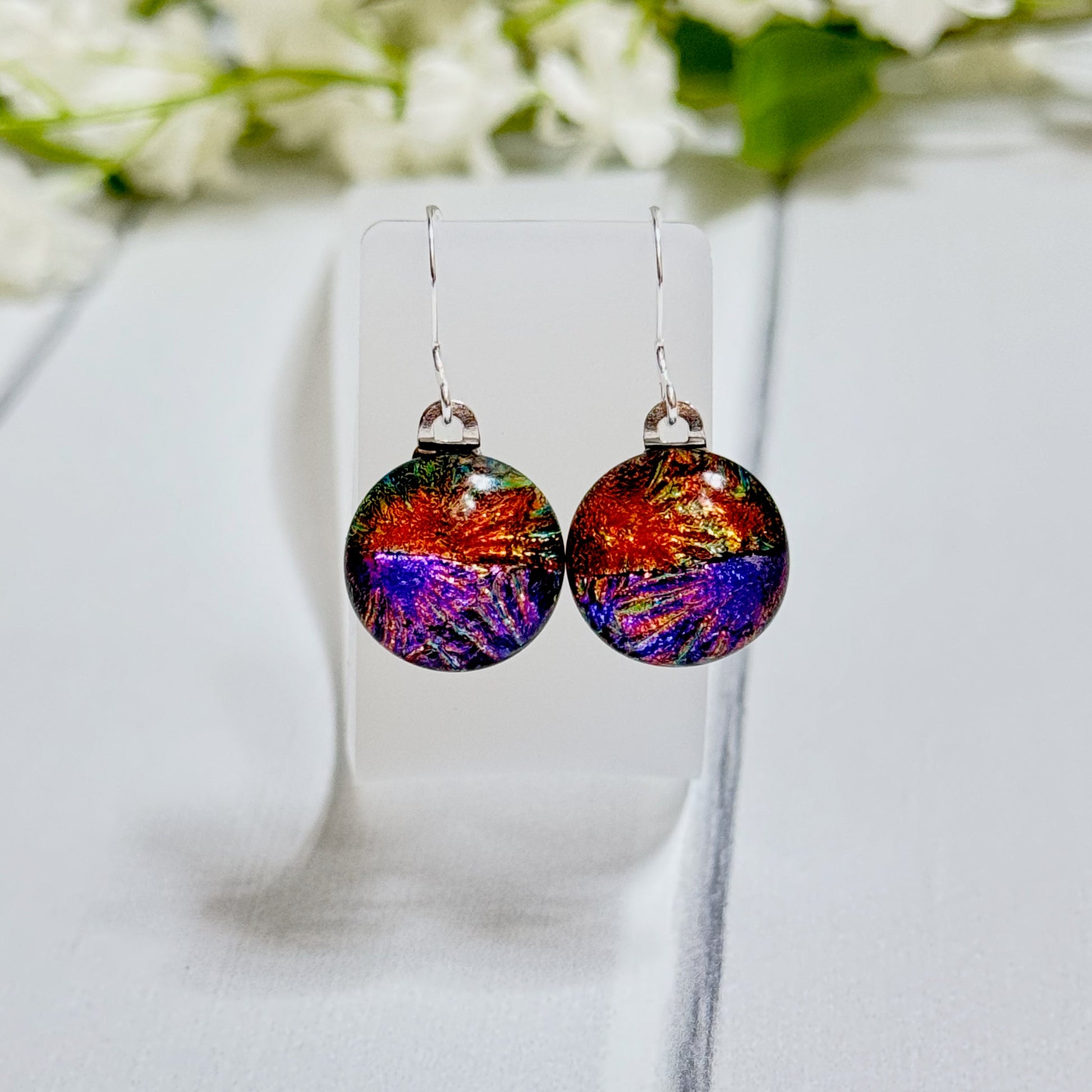 Halfsies Dichroic Fused Glass Earrings - 4069