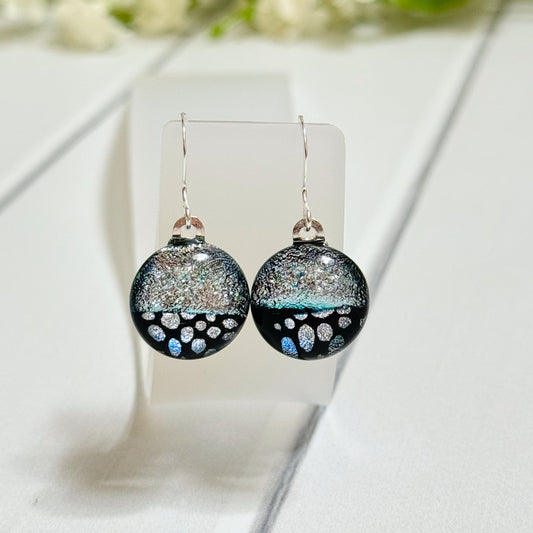 Halfsies Dichroic Fused Glass Earrings - 4070