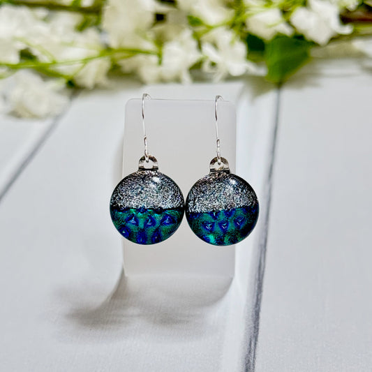 Halfsies Dichroic Fused Glass Earrings - 4071