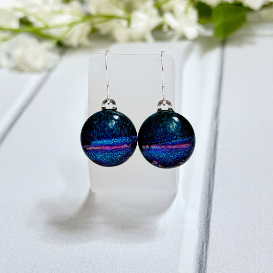 Halfsies Dichroic Fused Glass Earrings - 4072