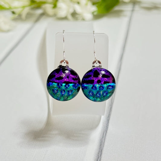 Halfsies Dichroic Fused Glass Earrings - 4075