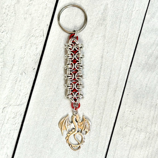 Thar Be Dragon Chainmail Keychain - 4093