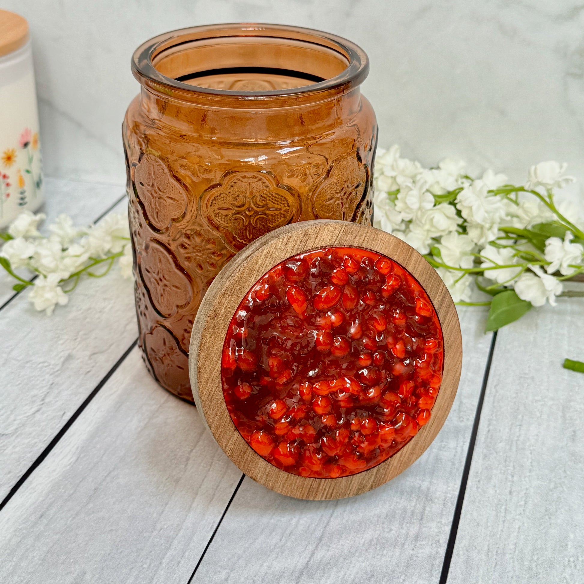 Tinted Glass Jar with Fused Glass Lid - 4112