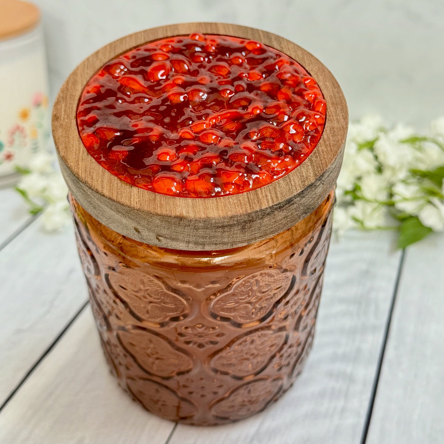 Tinted Glass Jar with Fused Glass Lid - 4112