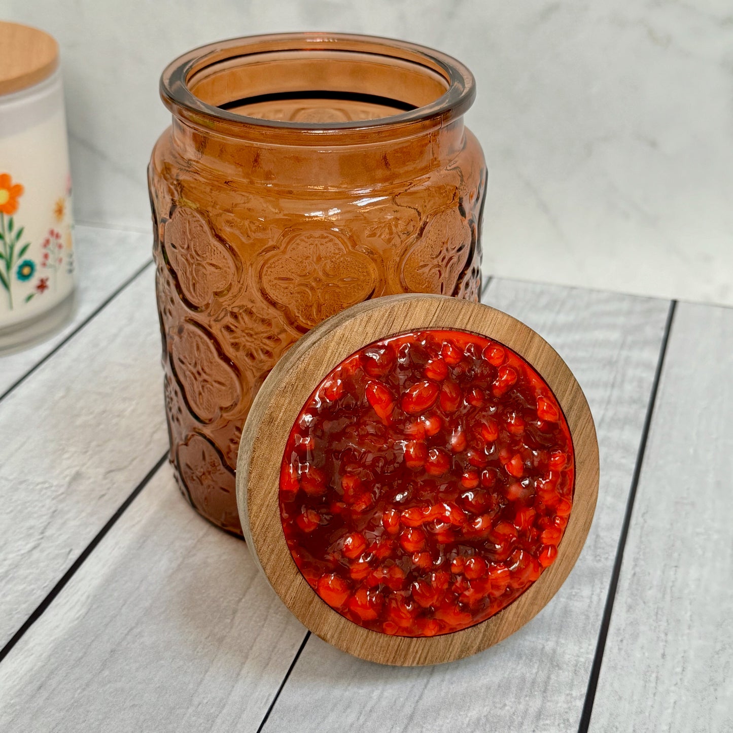 Tinted Glass Jar with Fused Glass Lid - 4112