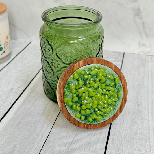 Tinted Glass Jar with Fused Glass Lid - 4115