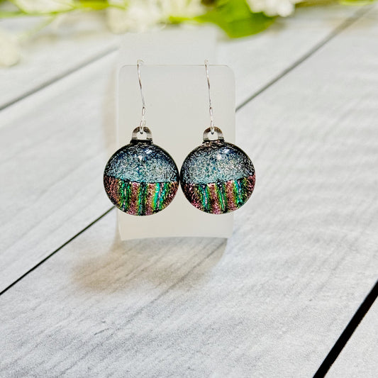 Halfsies Dichroic Fused Glass Earrings - 4136