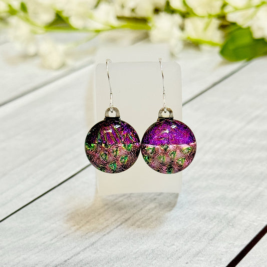 Halfsies Dichroic Fused Glass Earrings - 4139