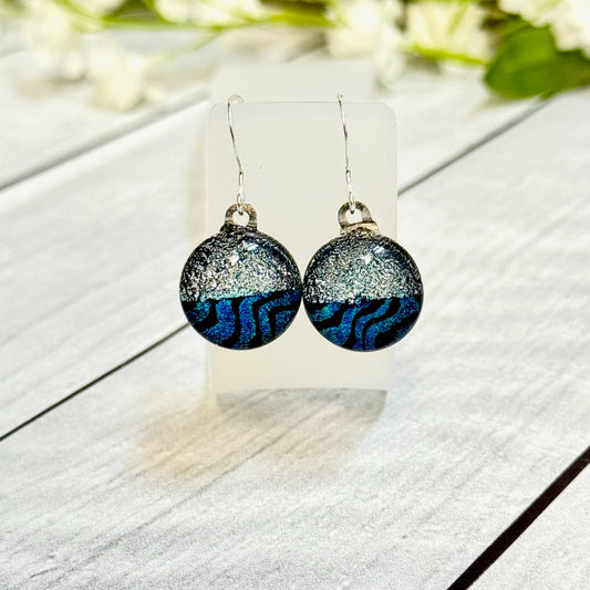 Halfsies Dichroic Fused Glass Earrings - 4140