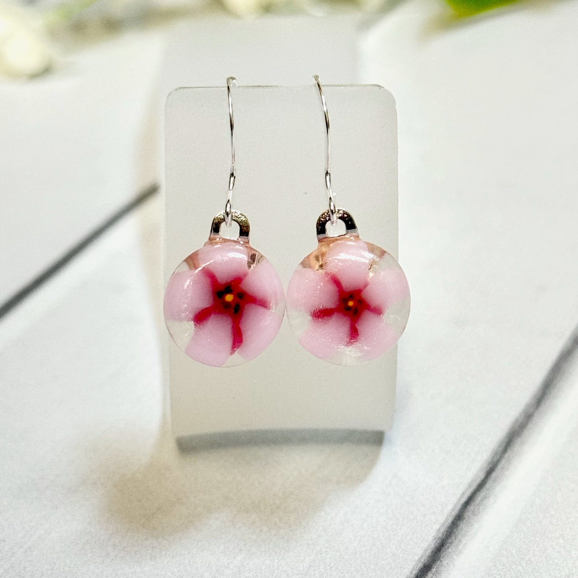 Floral Fused Glass Earrings - 4143