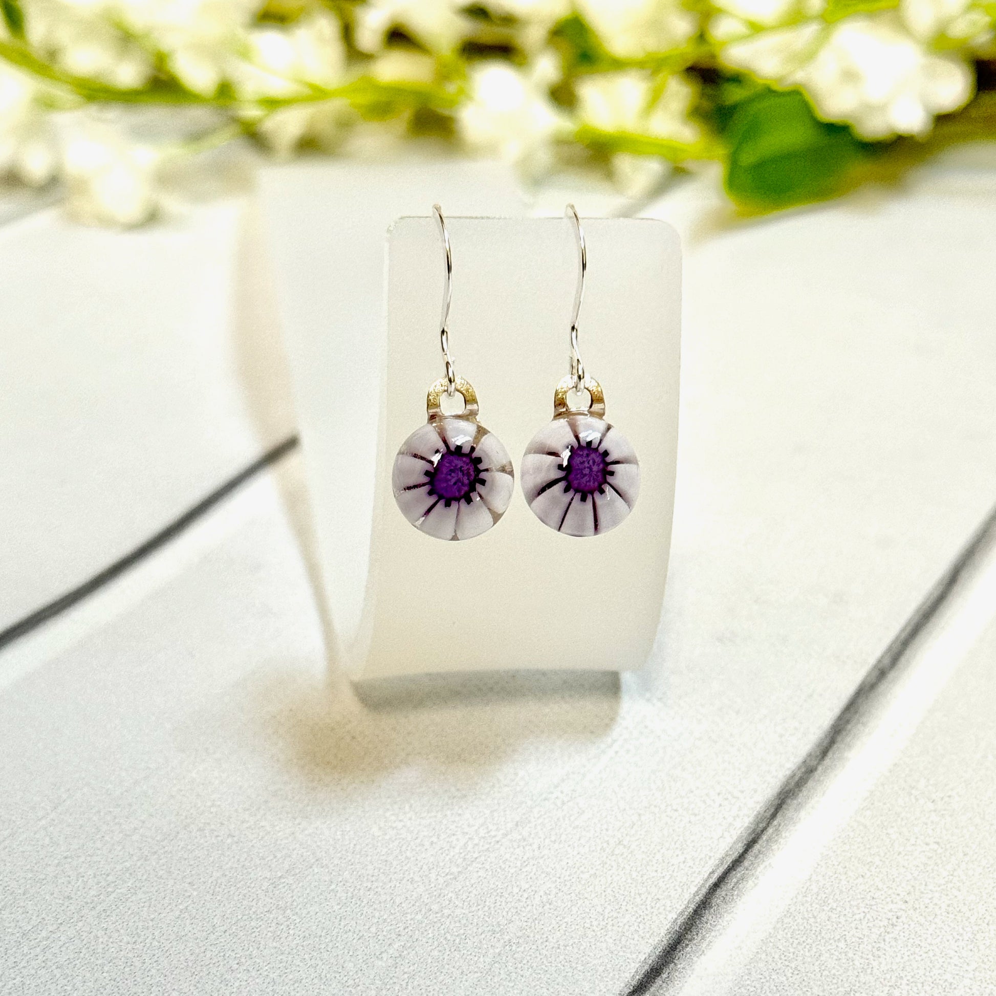 Floral Fused Glass Earrings - 4146