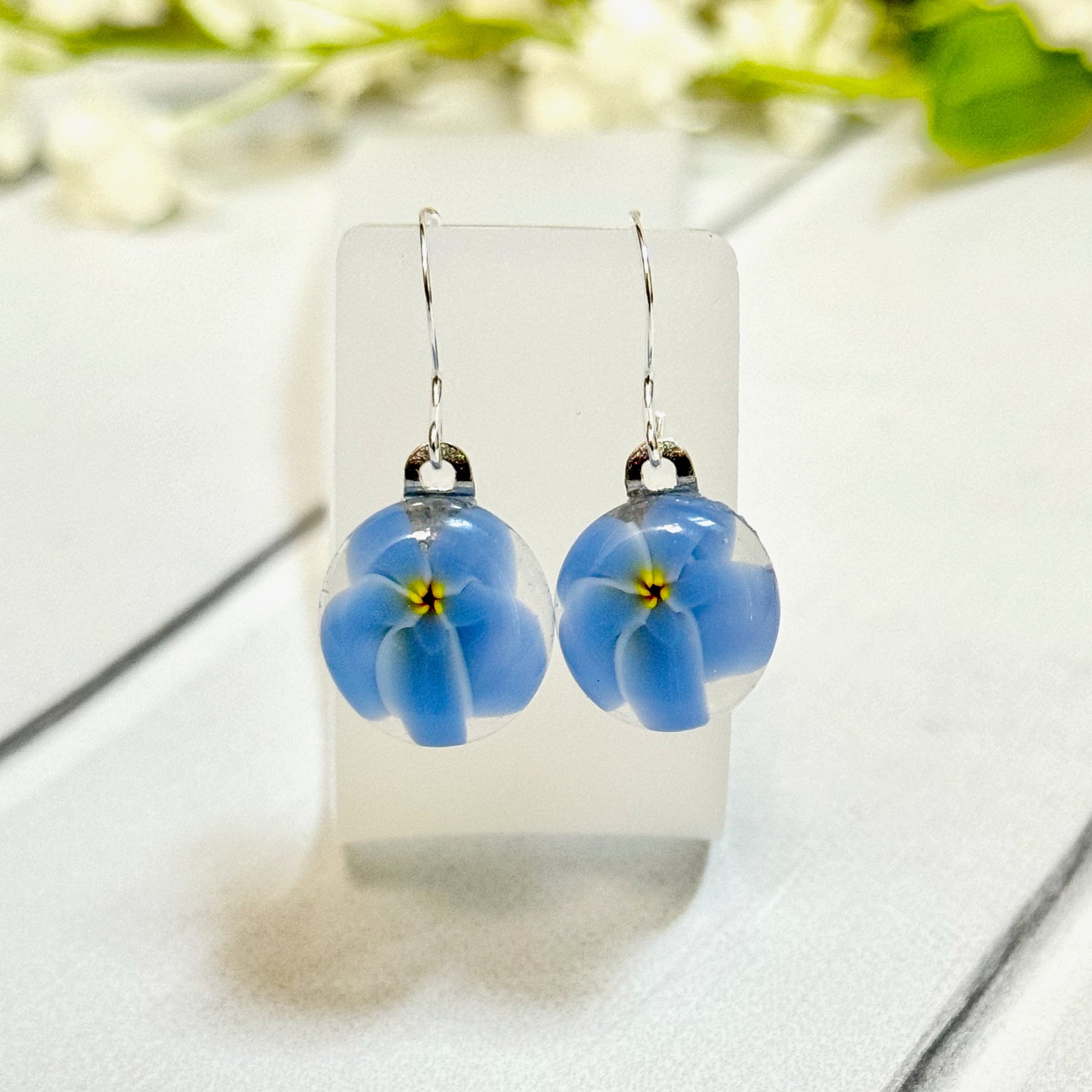 Floral Fused Glass Earrings - 4154