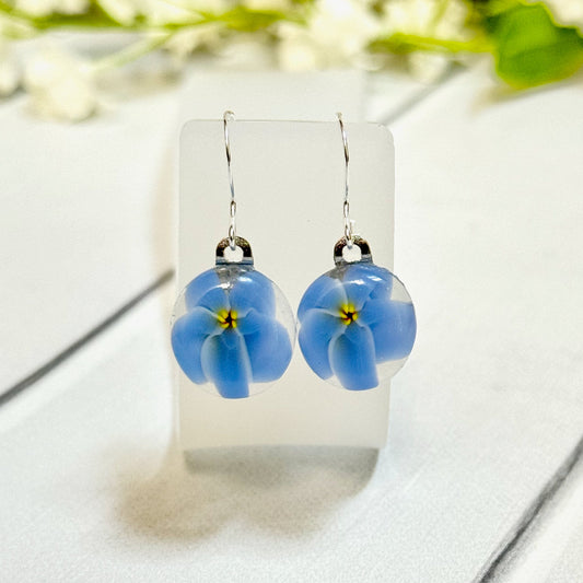 Floral Fused Glass Earrings - 4154