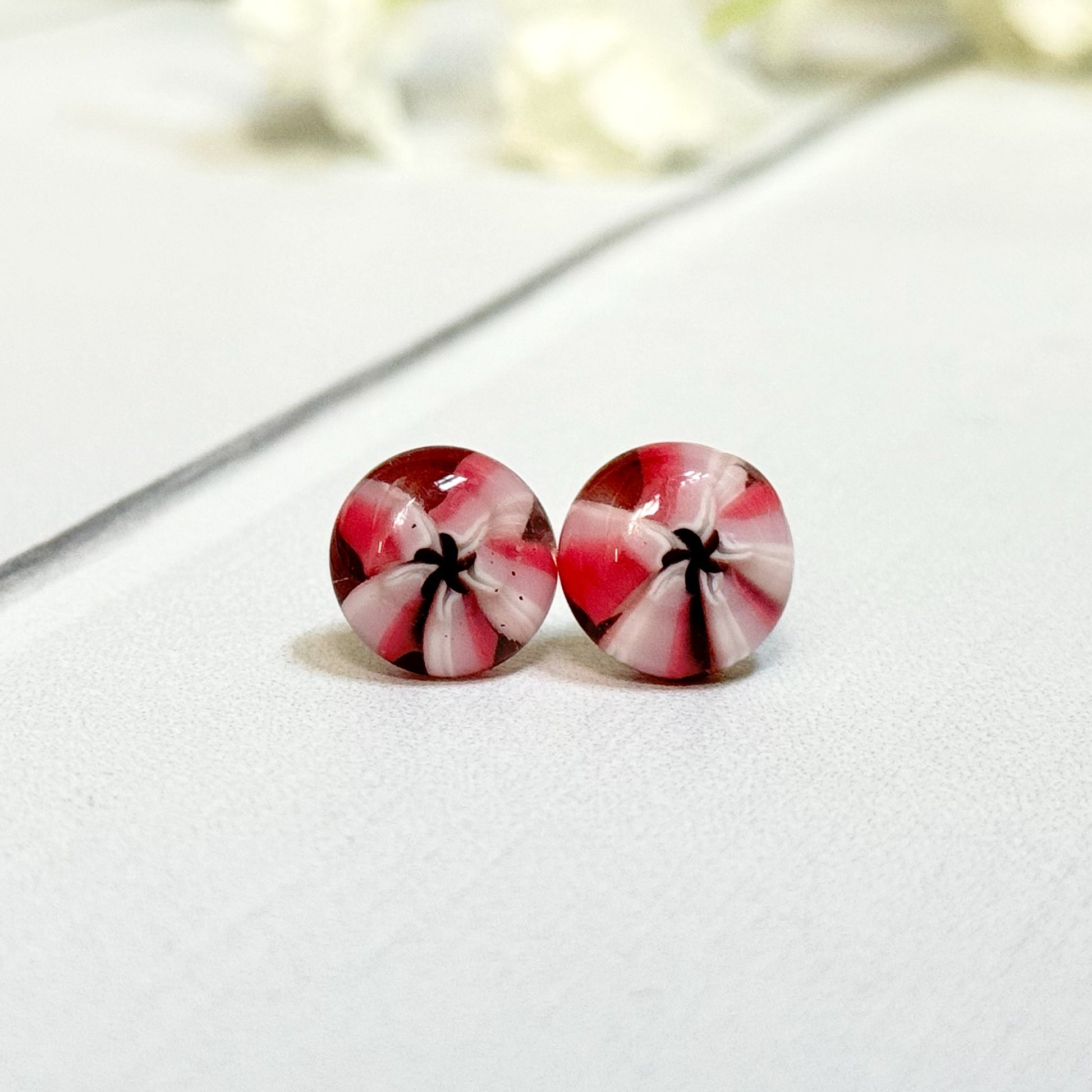 Floral Fused Glass Earring Studs - 4157