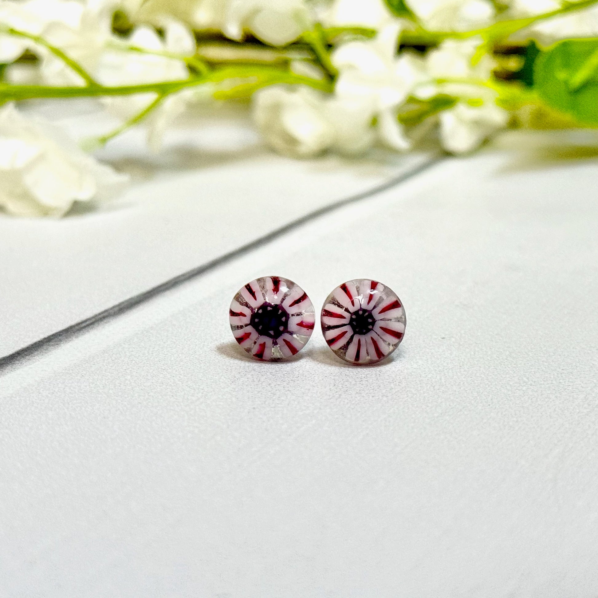 Floral Fused Glass Earring Studs - 4158