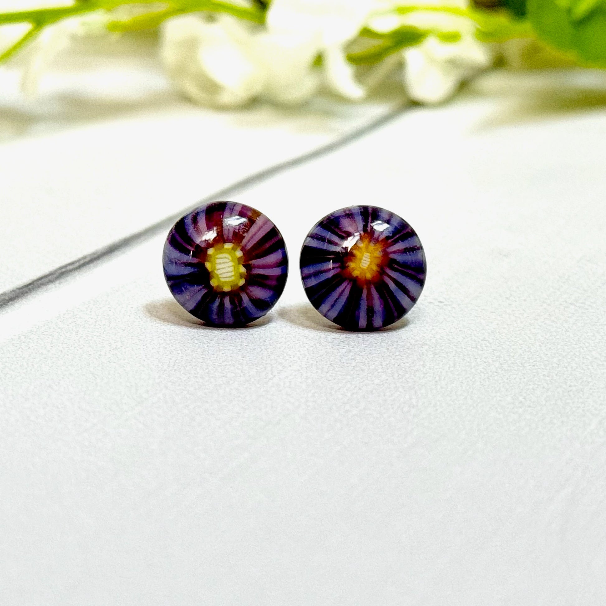 Floral Fused Glass Earring Studs - 4159