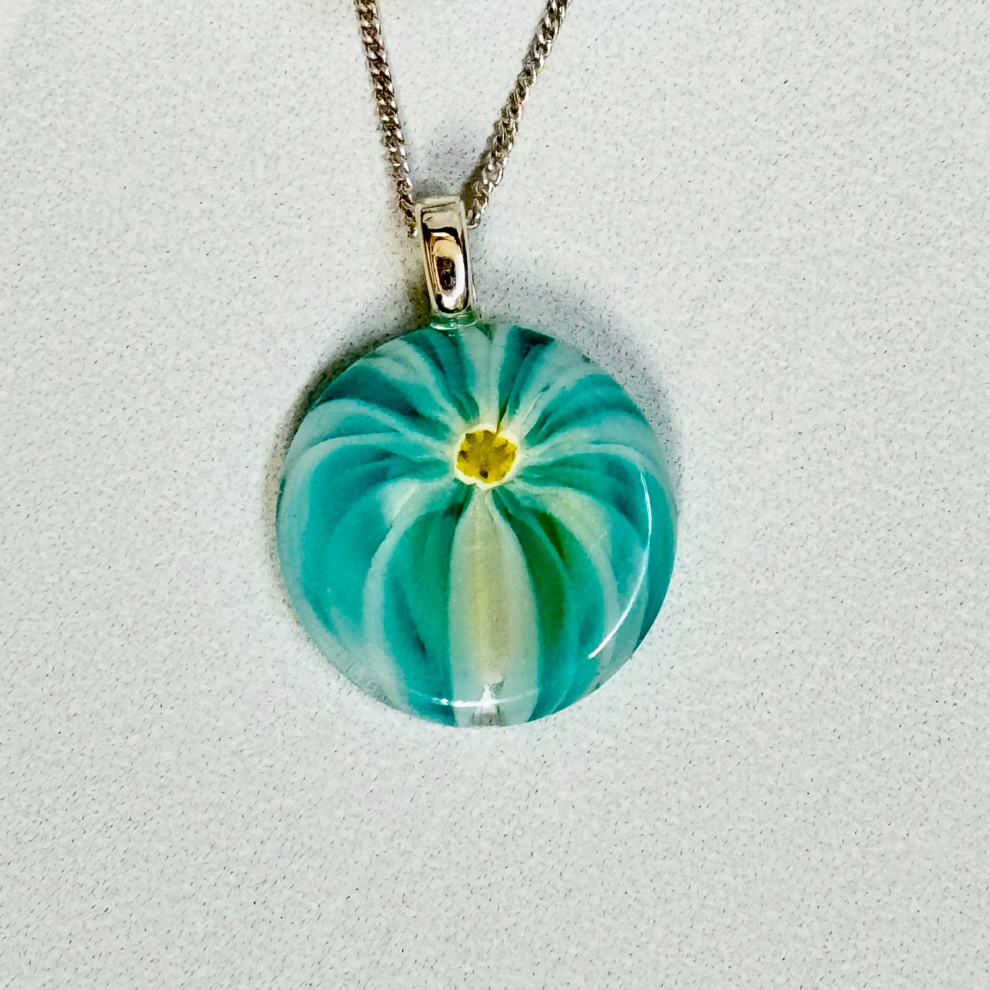 Floral Fused Glass Necklace - 4163