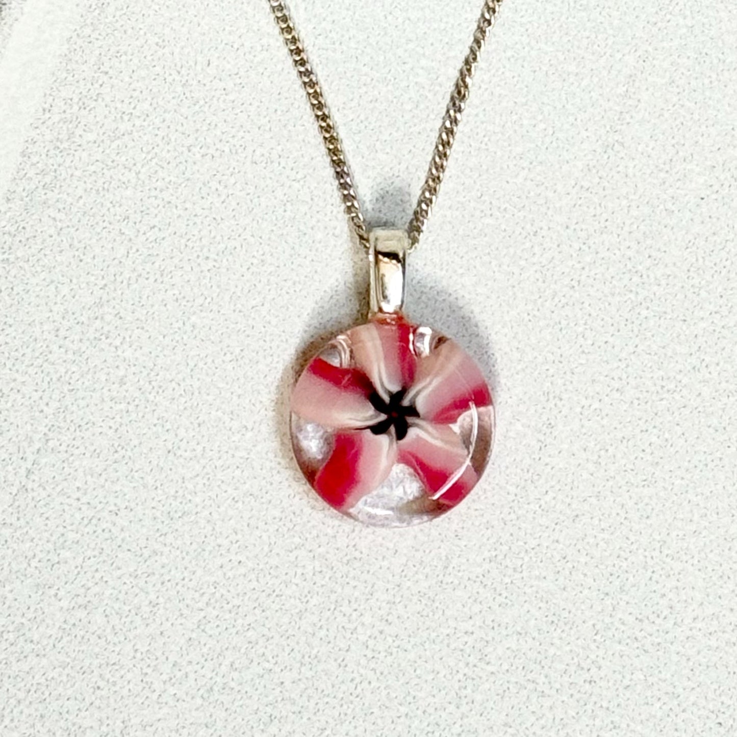 Floral Fused Glass Necklace - 4164