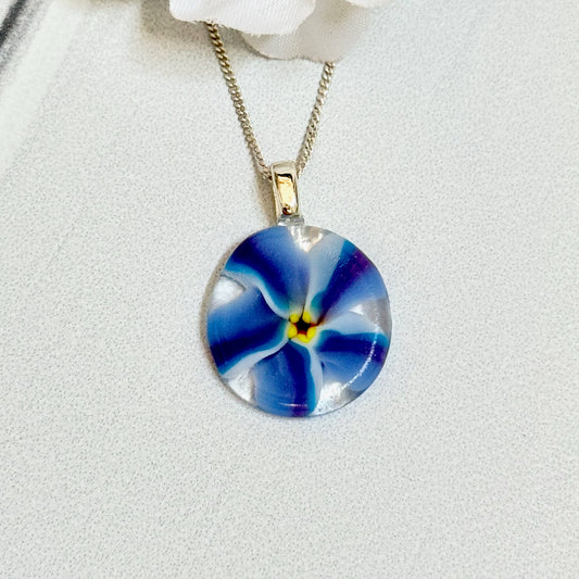 Floral Fused Glass Necklace - 4165